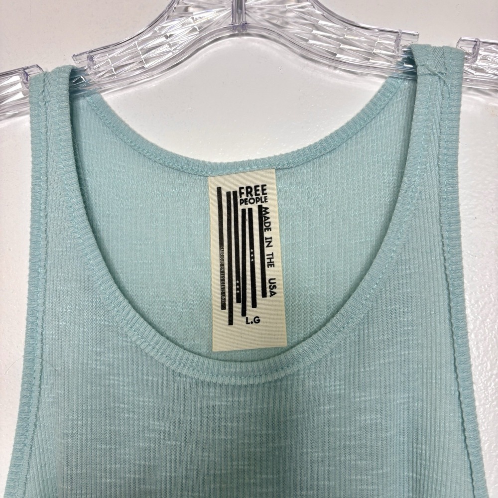 Free People Tank Top Women Large Green Racerback Boho Flowy Minimalist Swing Top - Picture 4 of 8
